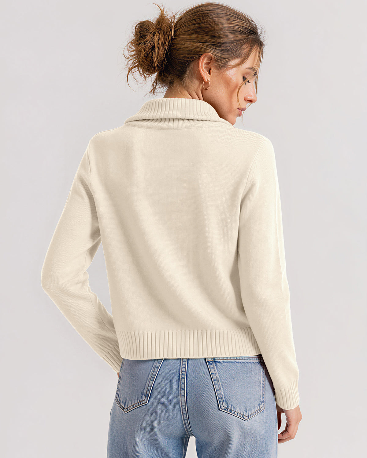 LOMON Cardigan Sweaters for Women, Two Way Zip Cropped Knit Jacket