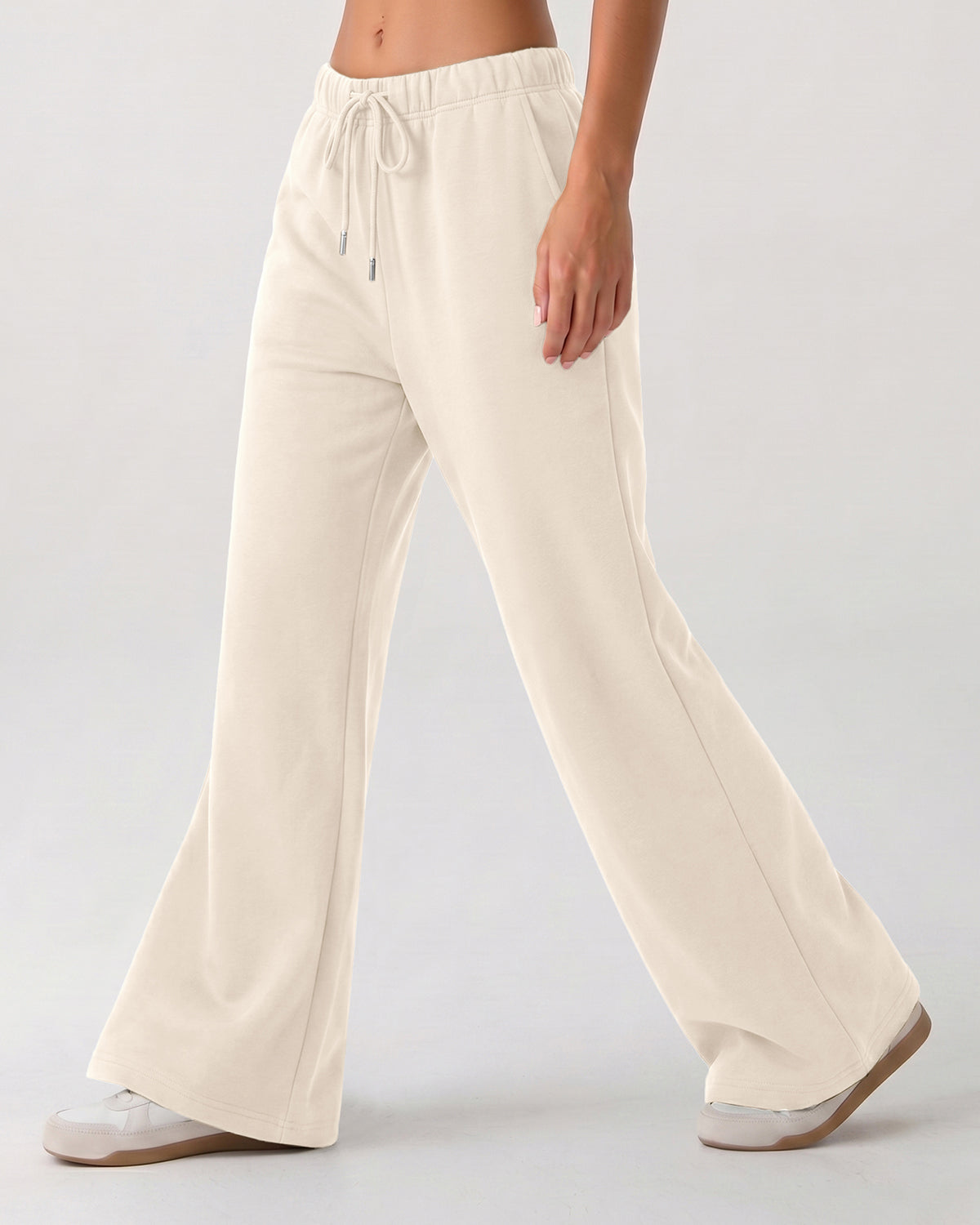 LOMON Womens Fleece Flare Sweatpants, Wide Leg Lounge Pants with Pockets