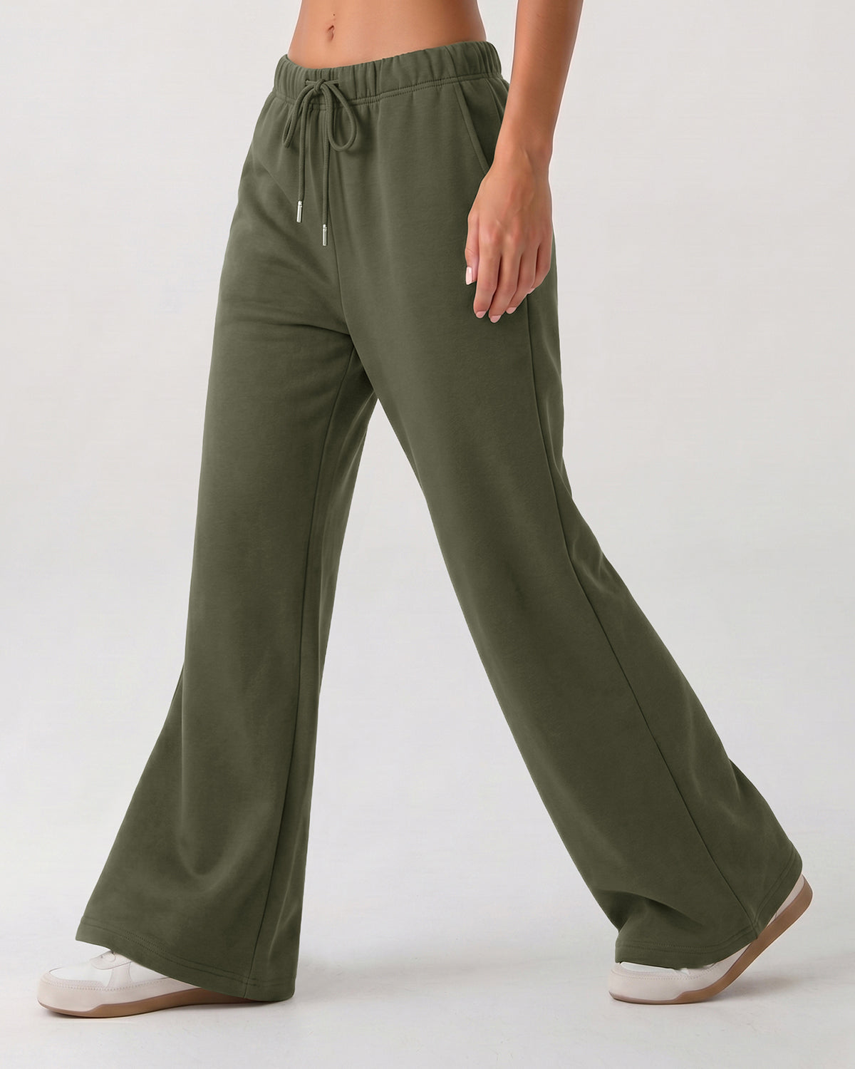 LOMON Womens Fleece Flare Sweatpants, Wide Leg Lounge Pants with Pockets