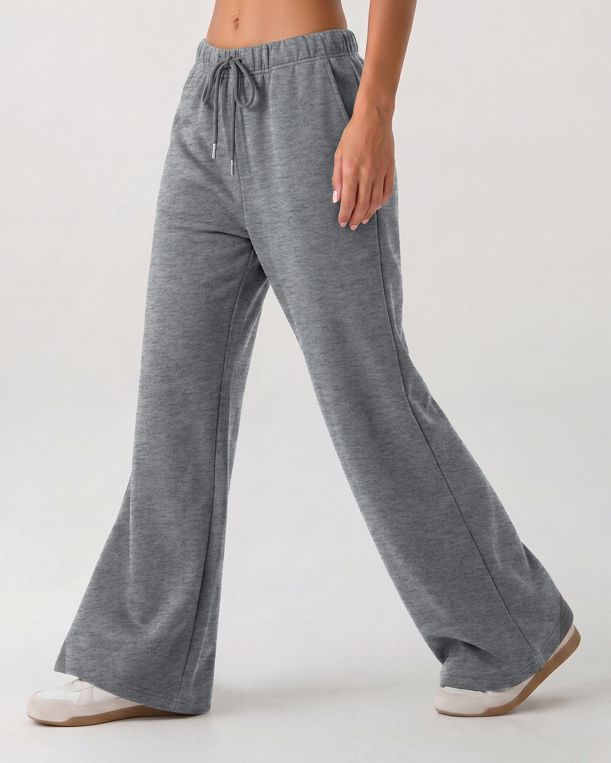 LOMON Womens Fleece Flare Sweatpants, Wide Leg Lounge Pants with Pockets