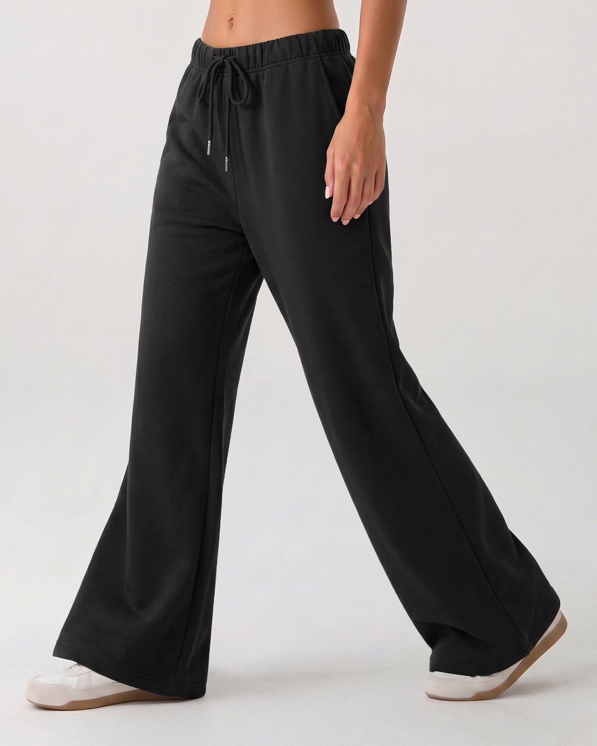 LOMON Womens Fleece Flare Sweatpants, Wide Leg Lounge Pants with Pockets