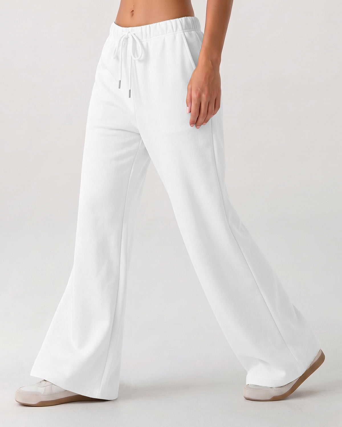 LOMON Womens Fleece Flare Sweatpants, Wide Leg Lounge Pants with Pockets