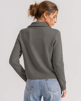 LOMON Cardigan Sweaters for Women, Two Way Zip Cropped Knit Jacket