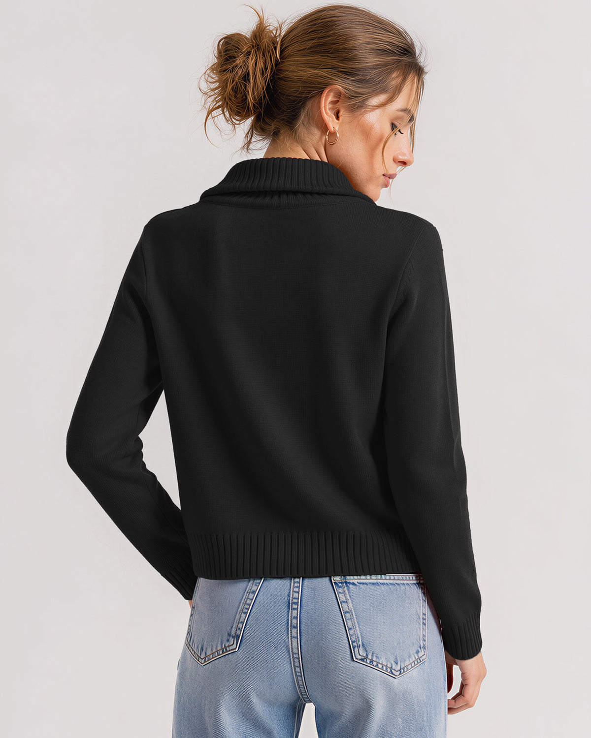 LOMON Cardigan Sweaters for Women, Two Way Zip Cropped Knit Jacket
