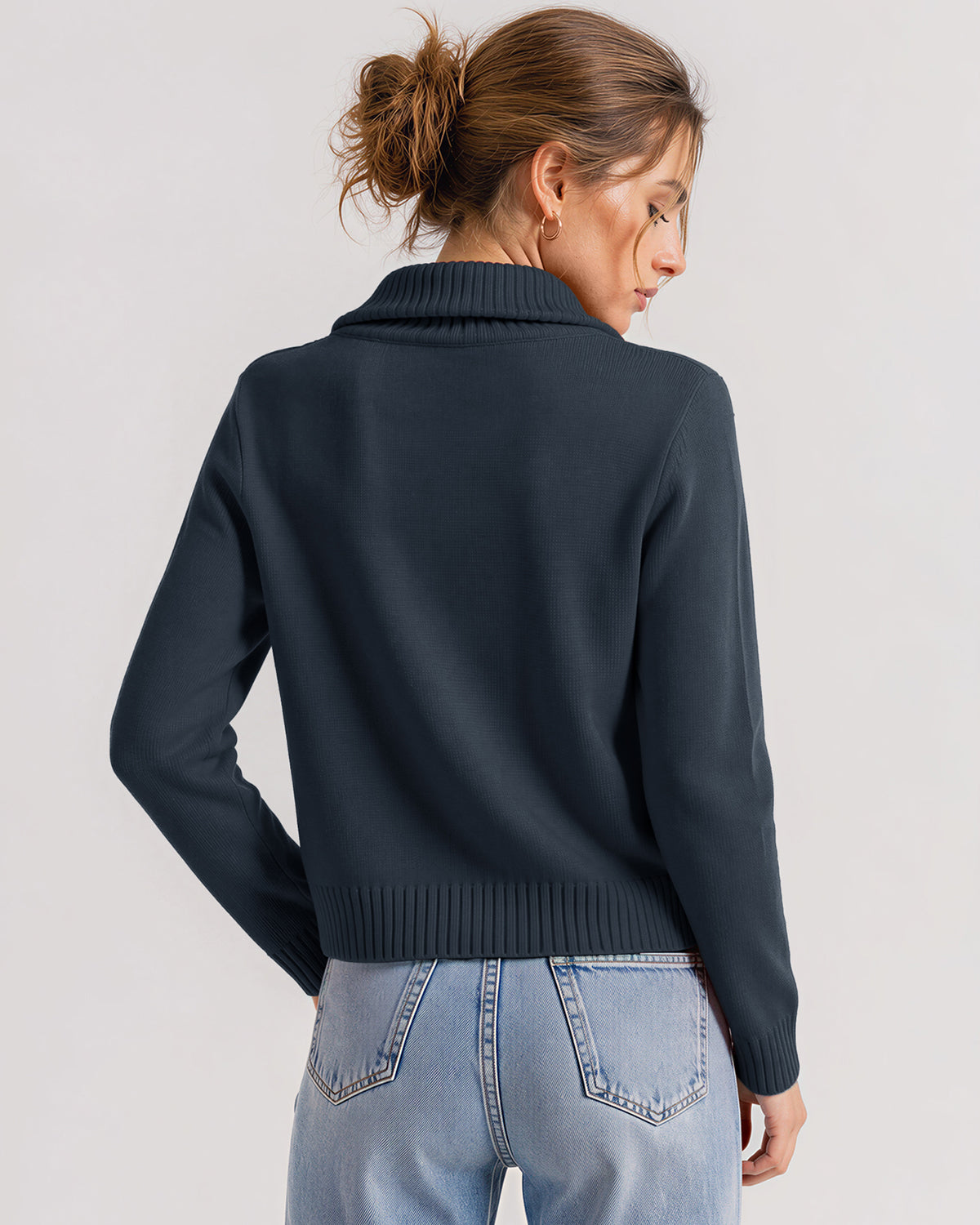 LOMON Cardigan Sweaters for Women, Two Way Zip Cropped Knit Jacket