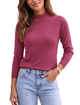 LOMON Women Mock Neck Sweater Long Sleeve Knit Pullover Soft Casual Tops