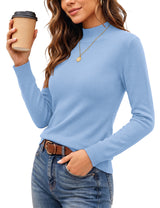 LOMON Women Mock Neck Sweater Long Sleeve Knit Pullover Soft Casual Tops