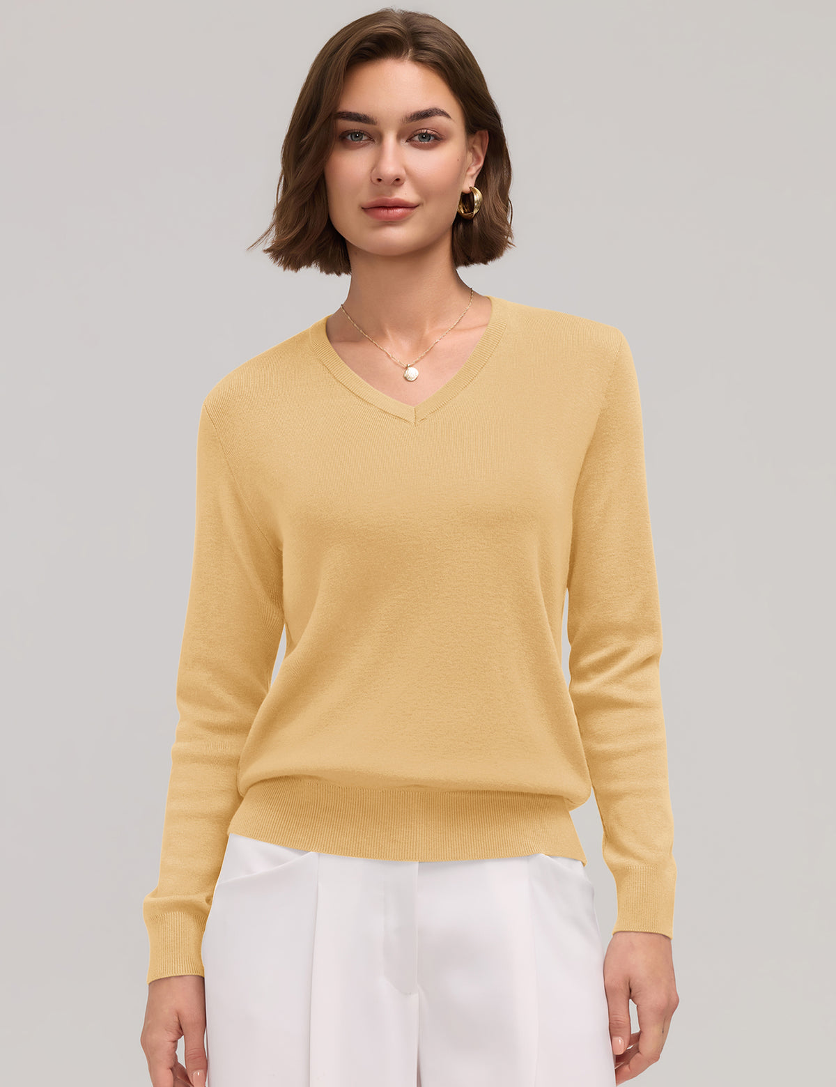 LOMON Sweaters for Women Wool Blend Long Sleeve Sweater Tops Fall Clothes