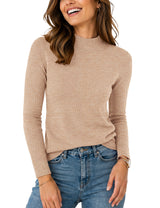 LOMON Women Mock Neck Sweater Long Sleeve Knit Pullover Soft Casual Tops