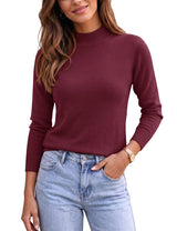 LOMON Women Mock Neck Sweater Long Sleeve Knit Pullover Soft Casual Tops