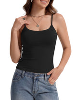 LOMON Womens Padded Cami Top Square Neck, Double Lined Camisole