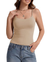 LOMON Womens Padded Cami Top Square Neck, Double Lined Camisole
