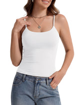LOMON Womens Padded Cami Top Square Neck, Double Lined Camisole