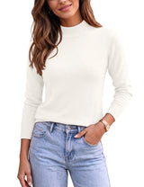 LOMON Women Mock Neck Sweater Long Sleeve Knit Pullover Soft Casual Tops