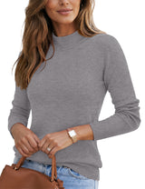 LOMON Women Mock Neck Sweater Long Sleeve Knit Pullover Soft Casual Tops