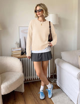 LOMON Sweaters for Women Fall Scalloped Long Sleeve Pullover
