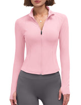 LOMON Women Workout Jacket Lightweight Zip Up Cropped Athletic Slim Tops