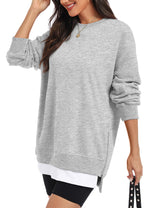 LOMON Women Fleece Oversized Crewneck Sweatshirt Layered Tunic Pullover