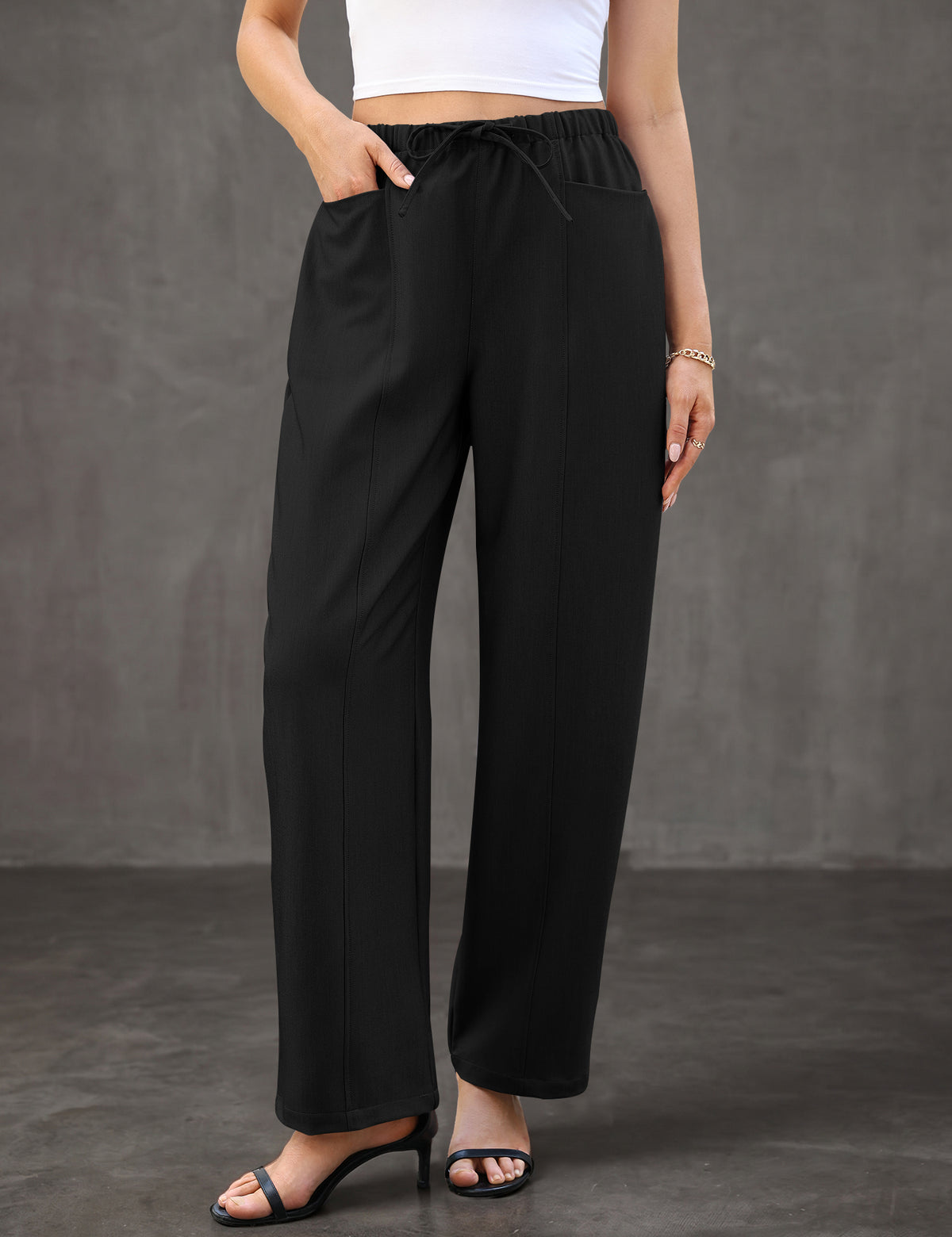 LOMON Womens Barrel Pants Curvy Wear to Work Trousers Inseam 27.6″/29.5″