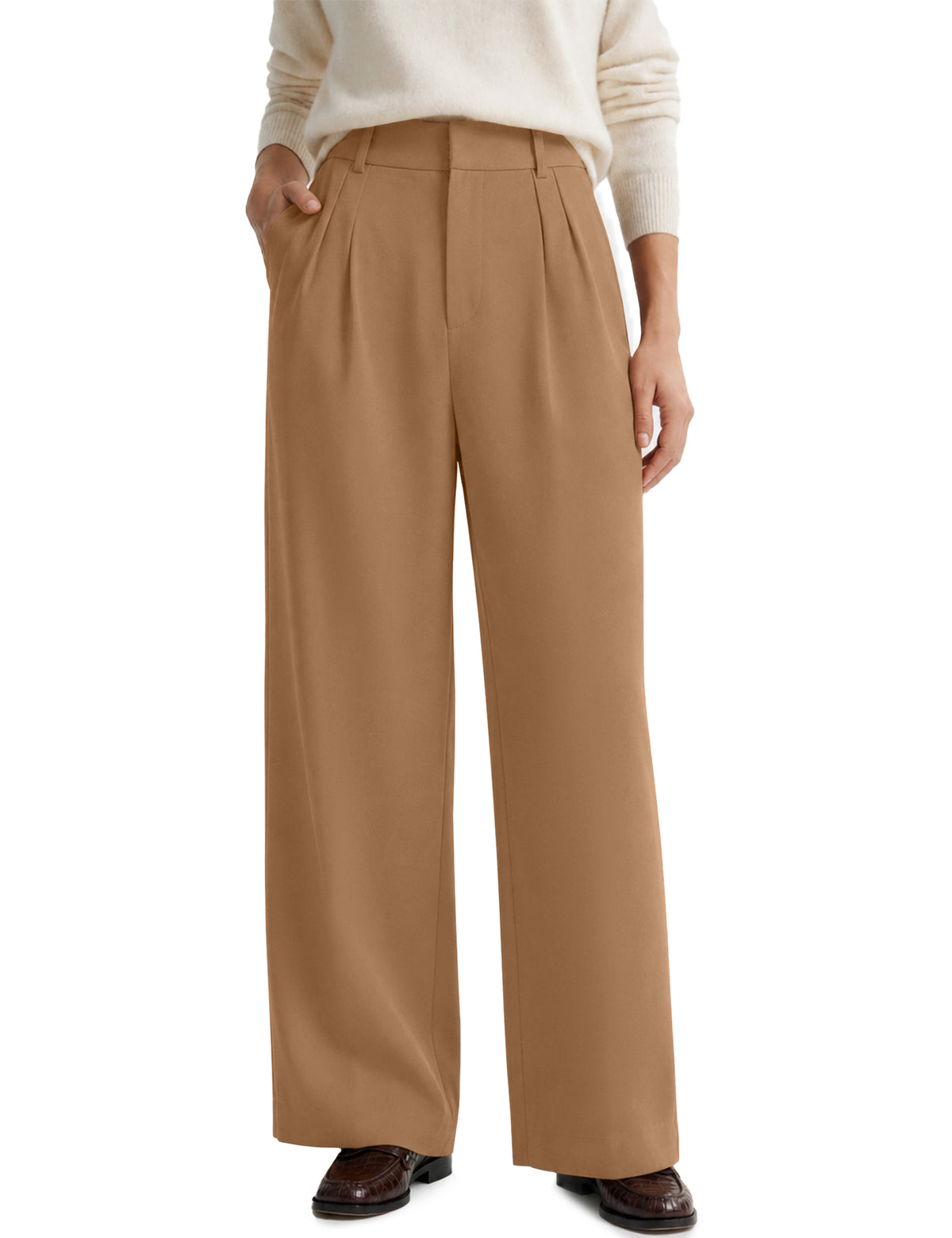 LOMON Women's Wide Leg Dress Pants High Waist Work Slacks with Pockets