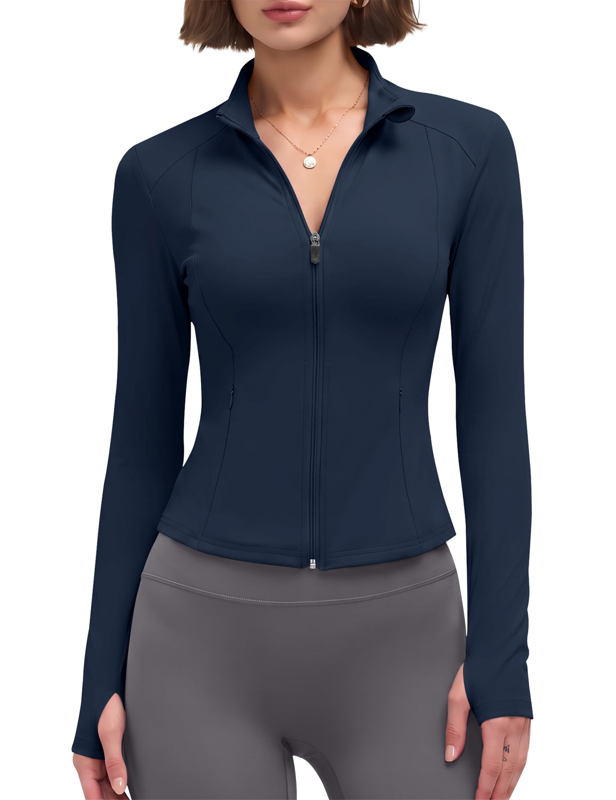LOMON Women Workout Jacket Lightweight Zip Up Cropped Athletic Slim Tops