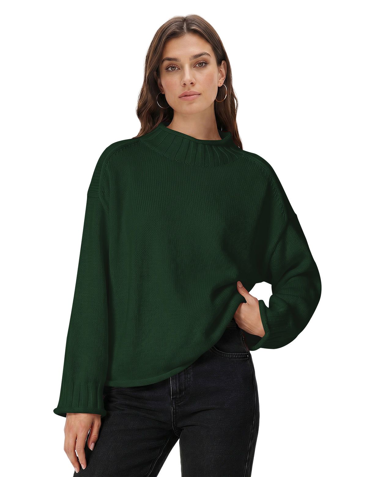 Lomom Womens Cotton Sweater Long Sleeve Mock Neck Fall Winter Tops