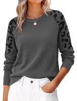LOMON Sweaters for Women Crew Neck Long Sleeve Pullover Tops