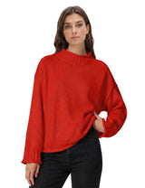 Lomom Womens Cotton Sweater Long Sleeve Mock Neck Fall Winter Tops