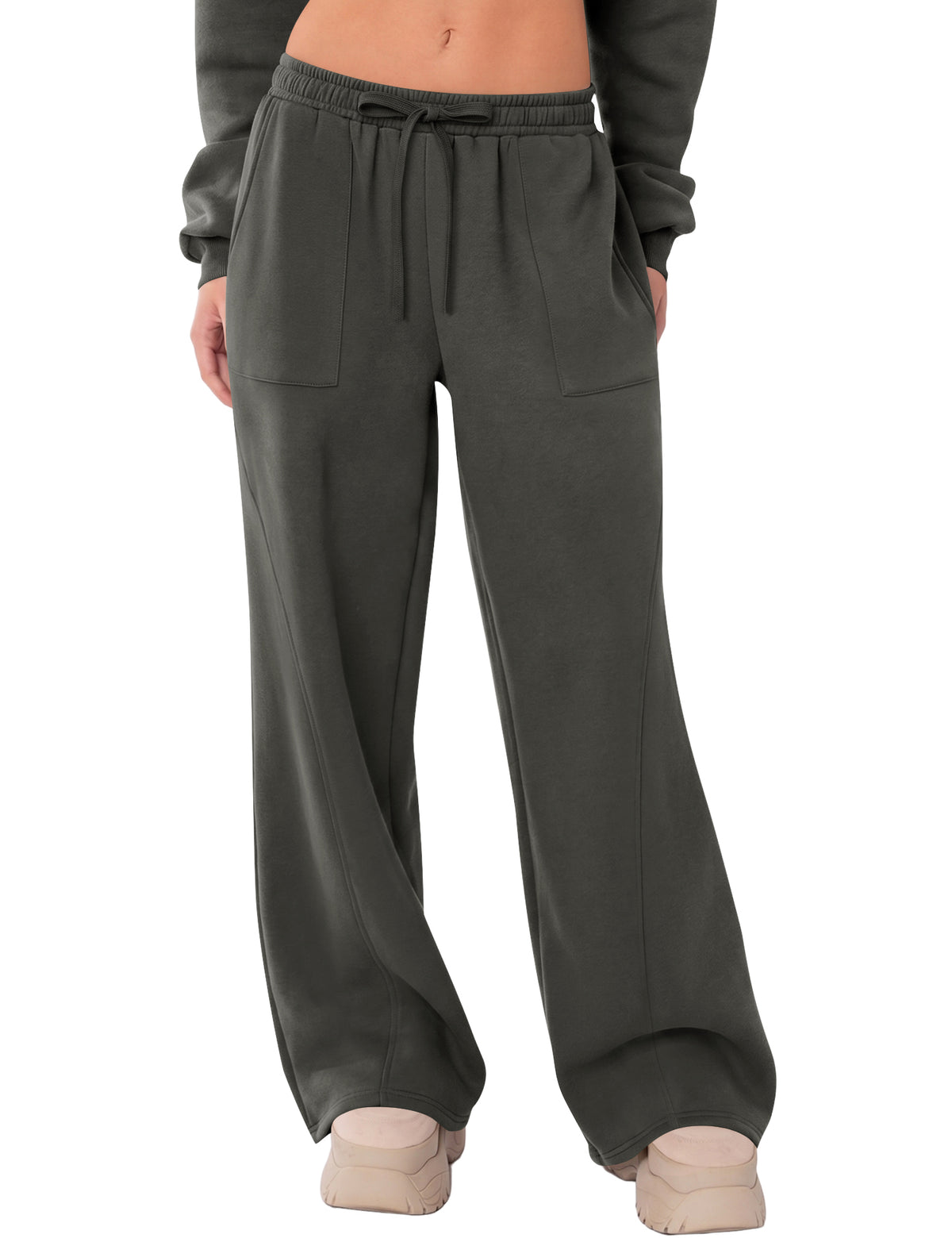 LOMON Wide Leg Sweatpants Women Fleece Fall Spring Sweat Pants