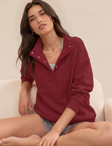 LOMON Sweatshirts for Women Button Mock Neck Pullover Tops