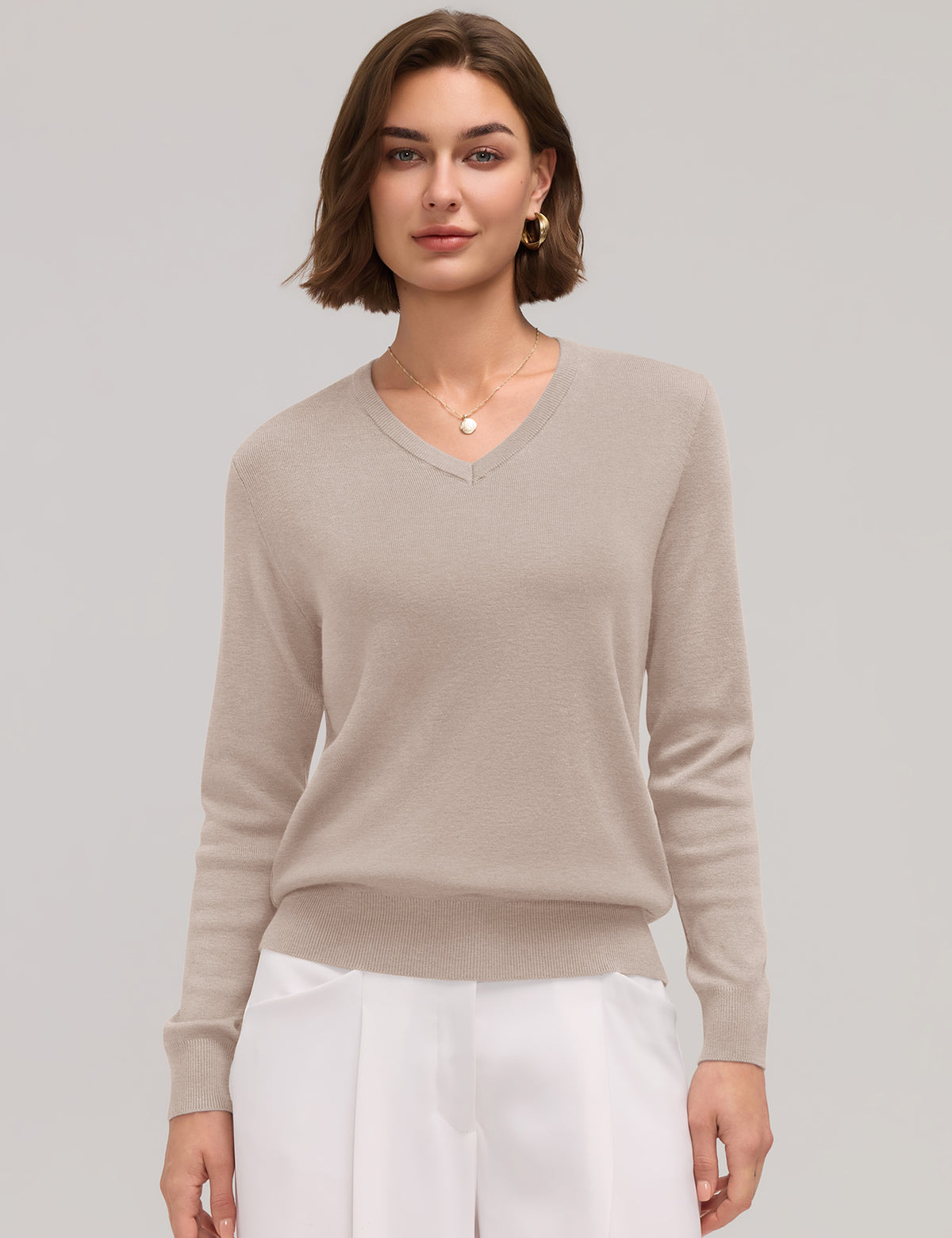 LOMON Sweaters for Women Wool Blend Long Sleeve Sweater Tops Fall Clothes