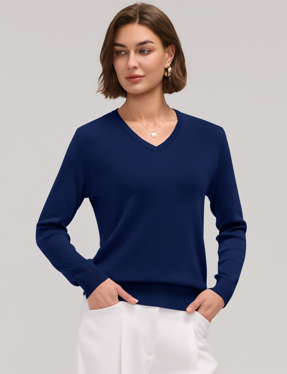 LOMON Sweaters for Women Wool Blend Long Sleeve Sweater Tops Fall Clothes