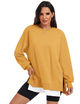 LOMON Women Fleece Oversized Crewneck Sweatshirt Layered Tunic Pullover