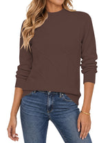 LOMON Women's Mock Neck Sweater Long Sleeve 2026 Fall Winter Knitted Tops