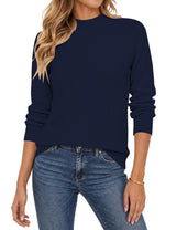 LOMON Women's Mock Neck Sweater Long Sleeve 2026 Fall Winter Knitted Tops