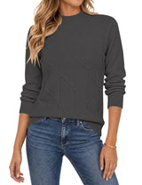 LOMON Women's Mock Neck Sweater Long Sleeve 2026 Fall Winter Knitted Tops