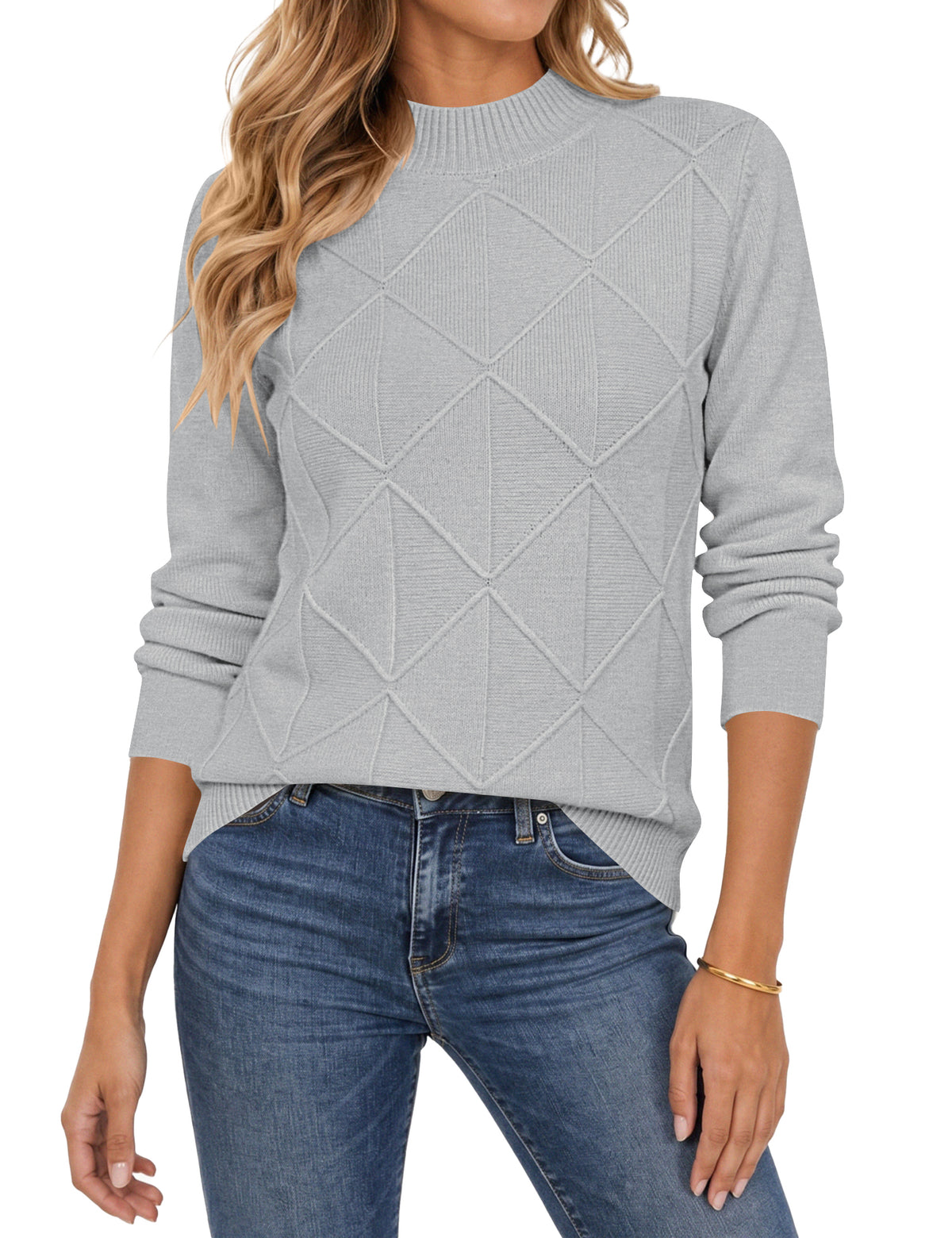 LOMON Women's Mock Neck Sweater Long Sleeve 2026 Fall Winter Knitted Tops