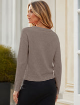 LOMON Sweaters for Women V Neck Long Sleeve Fall Oufits Casual Tops