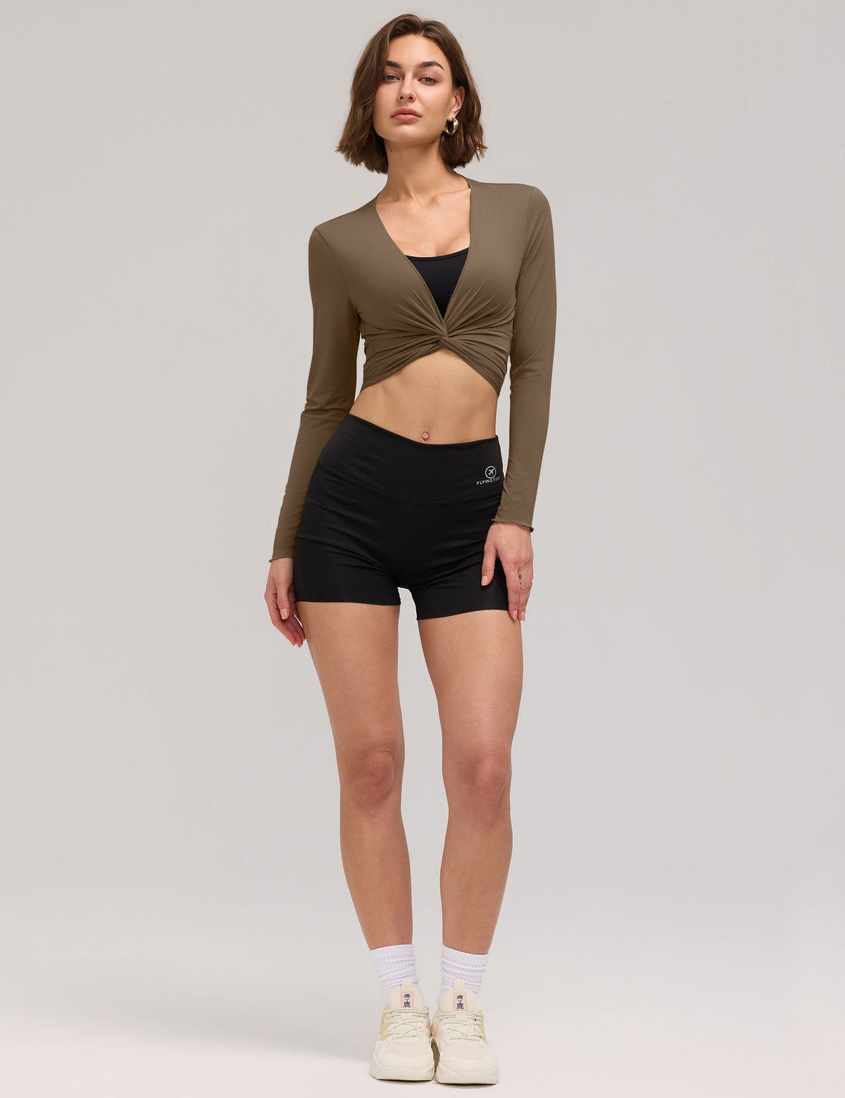 LOMON Womens Ballet Wrap Tops Self Tie V Neck Pilates Workout Tops