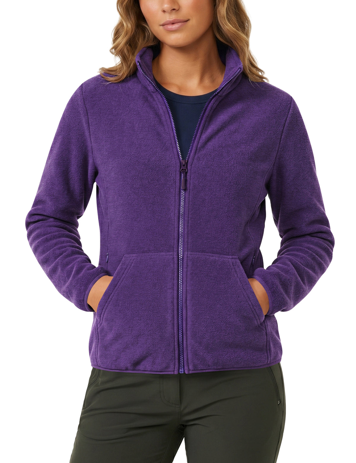LOMON Fleece Jacket Women with 6 Pockets Lightweight Full Zip Coat