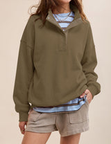 LOMON Sweatshirts for Women Button Mock Neck Pullover Tops