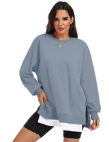 LOMON Women Fleece Oversized Crewneck Sweatshirt Layered Tunic Pullover
