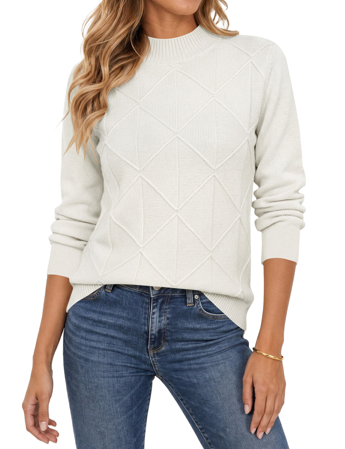 LOMON Women's Mock Neck Sweater Long Sleeve 2026 Fall Winter Knitted Tops