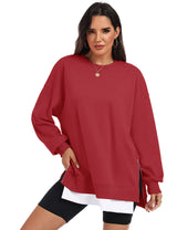 LOMON Women Fleece Oversized Crewneck Sweatshirt Layered Tunic Pullover