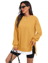 LOMON Women Fleece Oversized Crewneck Sweatshirt Layered Tunic Pullover