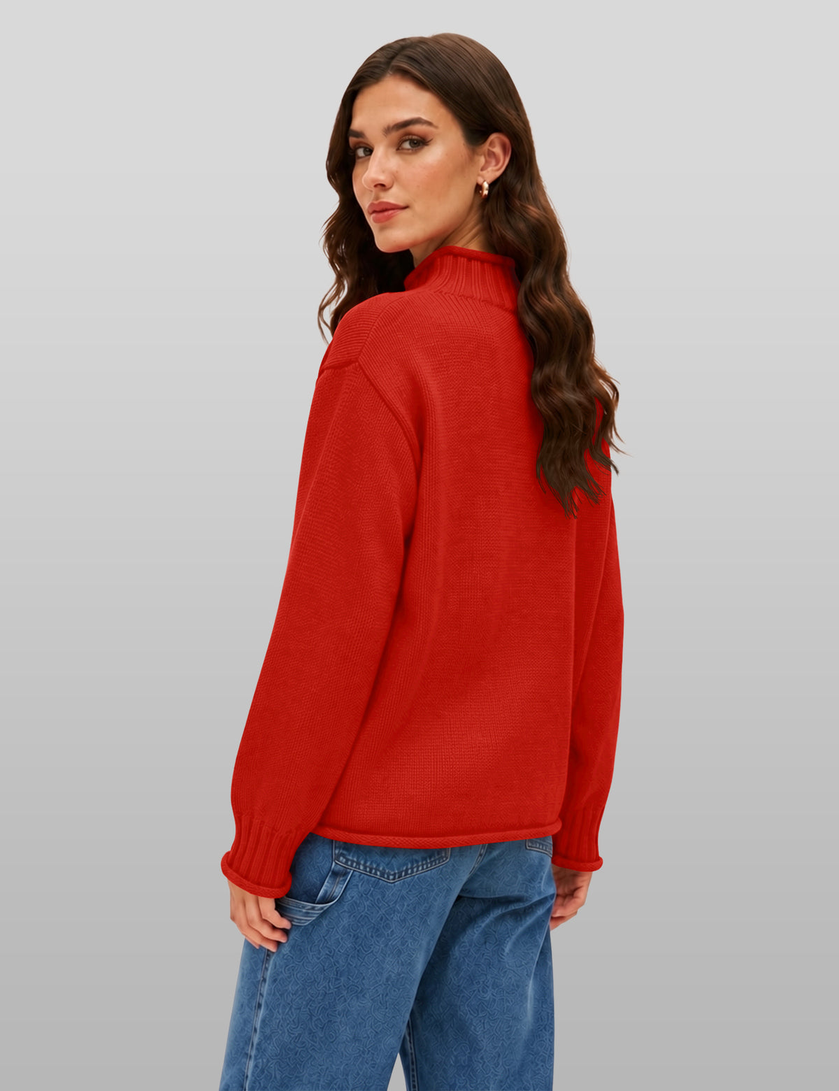 Lomom Womens Cotton Sweater Long Sleeve Mock Neck Fall Winter Tops