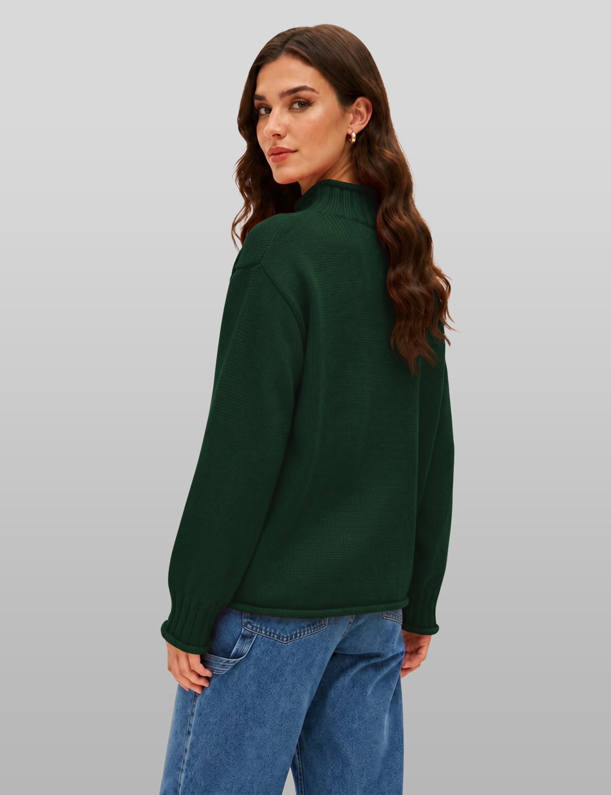 Lomom Womens Cotton Sweater Long Sleeve Mock Neck Fall Winter Tops