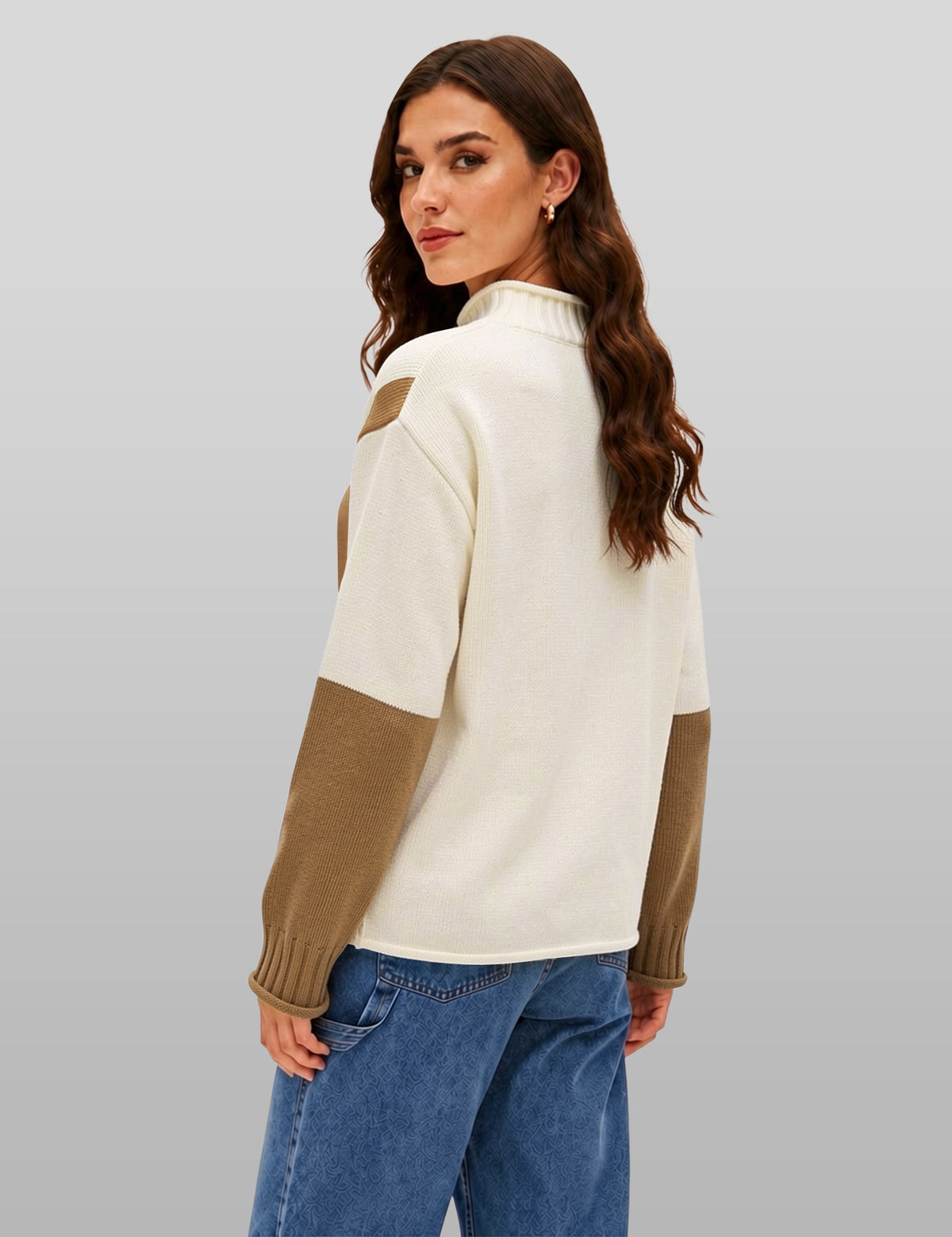 Lomom Womens Cotton Sweater Long Sleeve Mock Neck Fall Winter Tops