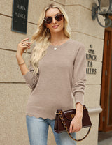 LOMON Sweaters for Women Fall Scalloped Long Sleeve Pullover