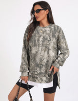 LOMON Women Fleece Oversized Crewneck Sweatshirt Layered Tunic Pullover